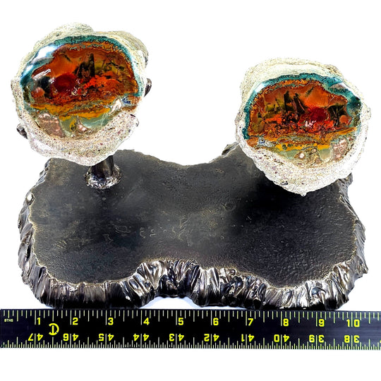 Rainbow Petrified Wood, Rare Natural Sunset Scene, Collector Mineral Specimen, Blue Opal Fossilized Wood Stone - Earth Perfection
