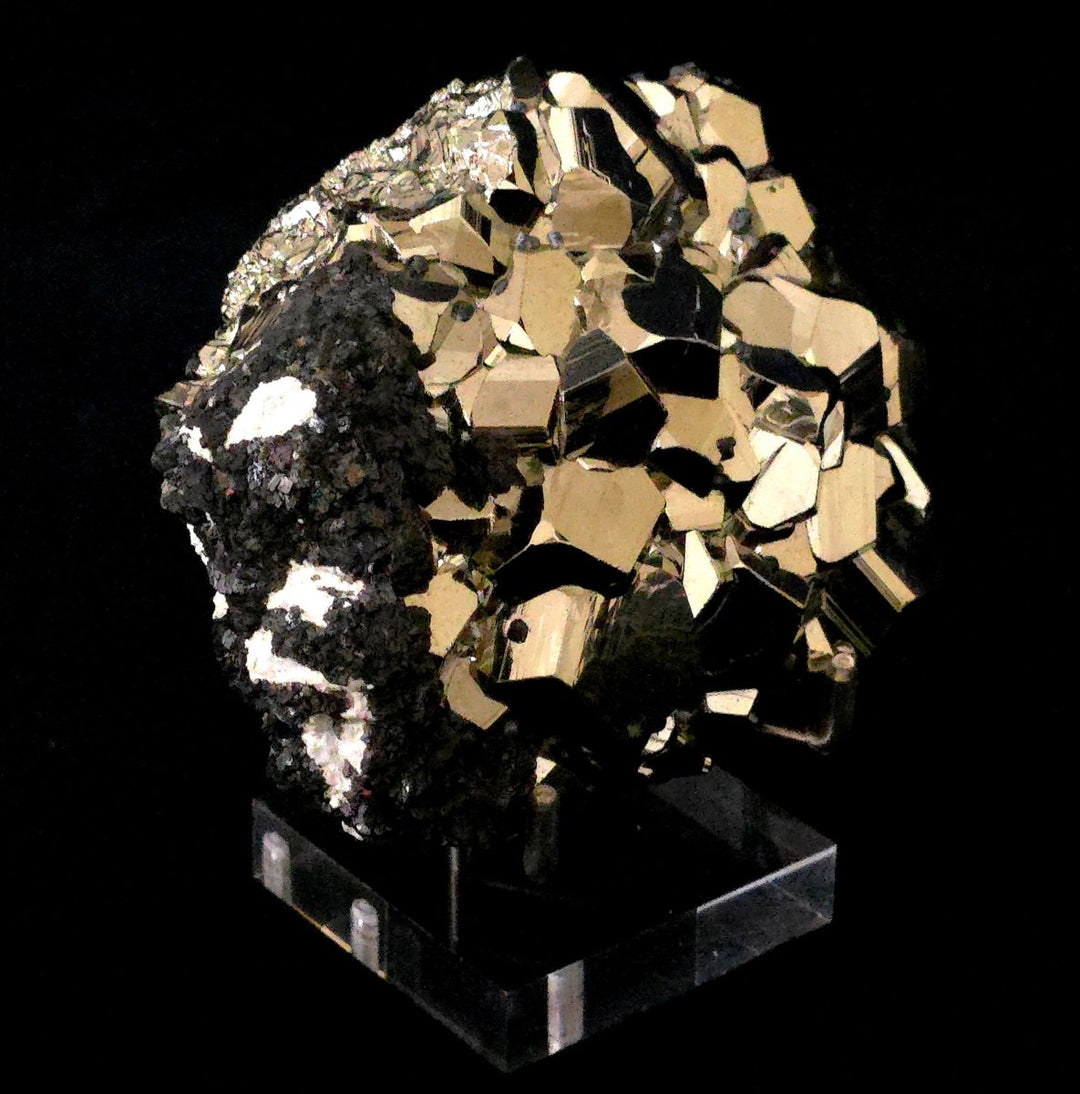 Raw Pyrite Sphalerite Mineral Specimen, Natural Rare Gold Pyrite Crystal, 3 Lb Dodecahedron Pyritohedral Pyrite - Earth Perfection