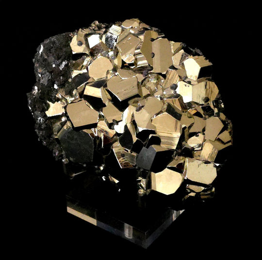 Raw Pyrite Sphalerite Mineral Specimen, Natural Rare Gold Pyrite Crystal, 3 Lb Dodecahedron Pyritohedral Pyrite - Earth Perfection