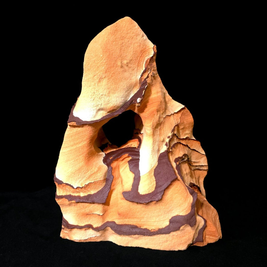 Sandstone Arch With Hematite Large 30 Lb, Raw Rough Picture Sand Stone Sculpture - Earth Perfection