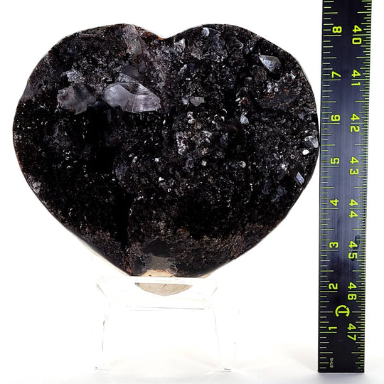 Septarian Heart Crystal Large 7" Dragon Stone Geode, Natural Black Septaria Nodule Heart! - Earth Perfection
