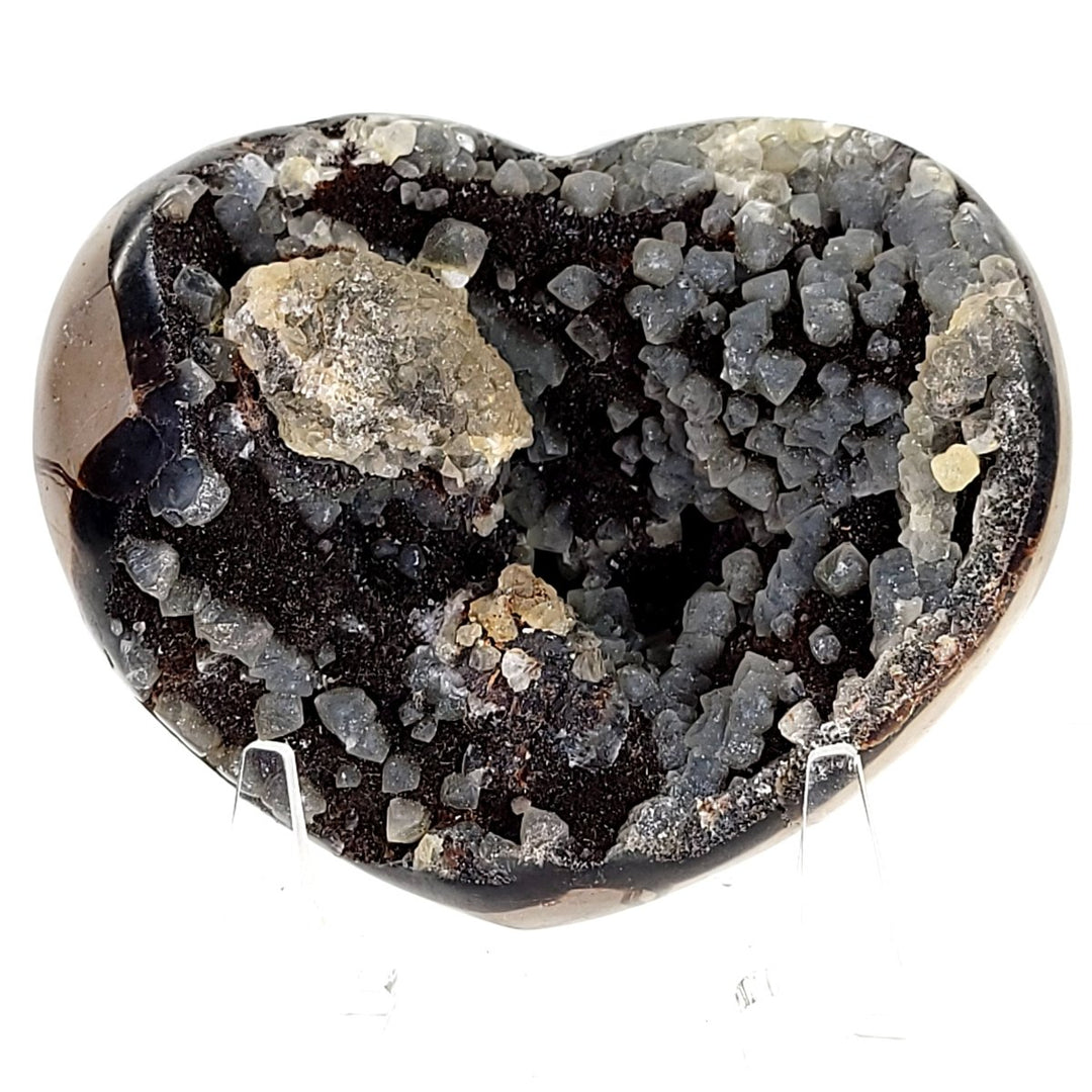 Septarian Heart with Calcite Crystals, 6" Septaria Nodule Dragon Stone - Earth Perfection