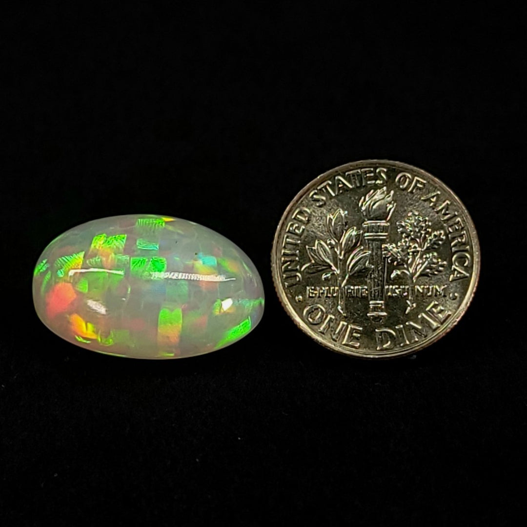 Welo Opal From Ethiopia! 14 Cts Large Dazzling Oval Gemstone, Galaxy Fire Rainbow Crystal Opal! - Earth Perfection