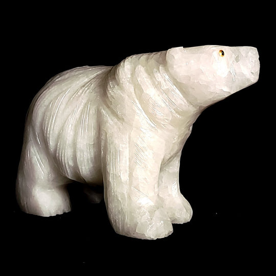 White Bear Figurine Large 6” Statue Sculpture, Calcite Crystal Gift Decor - Earth Perfection