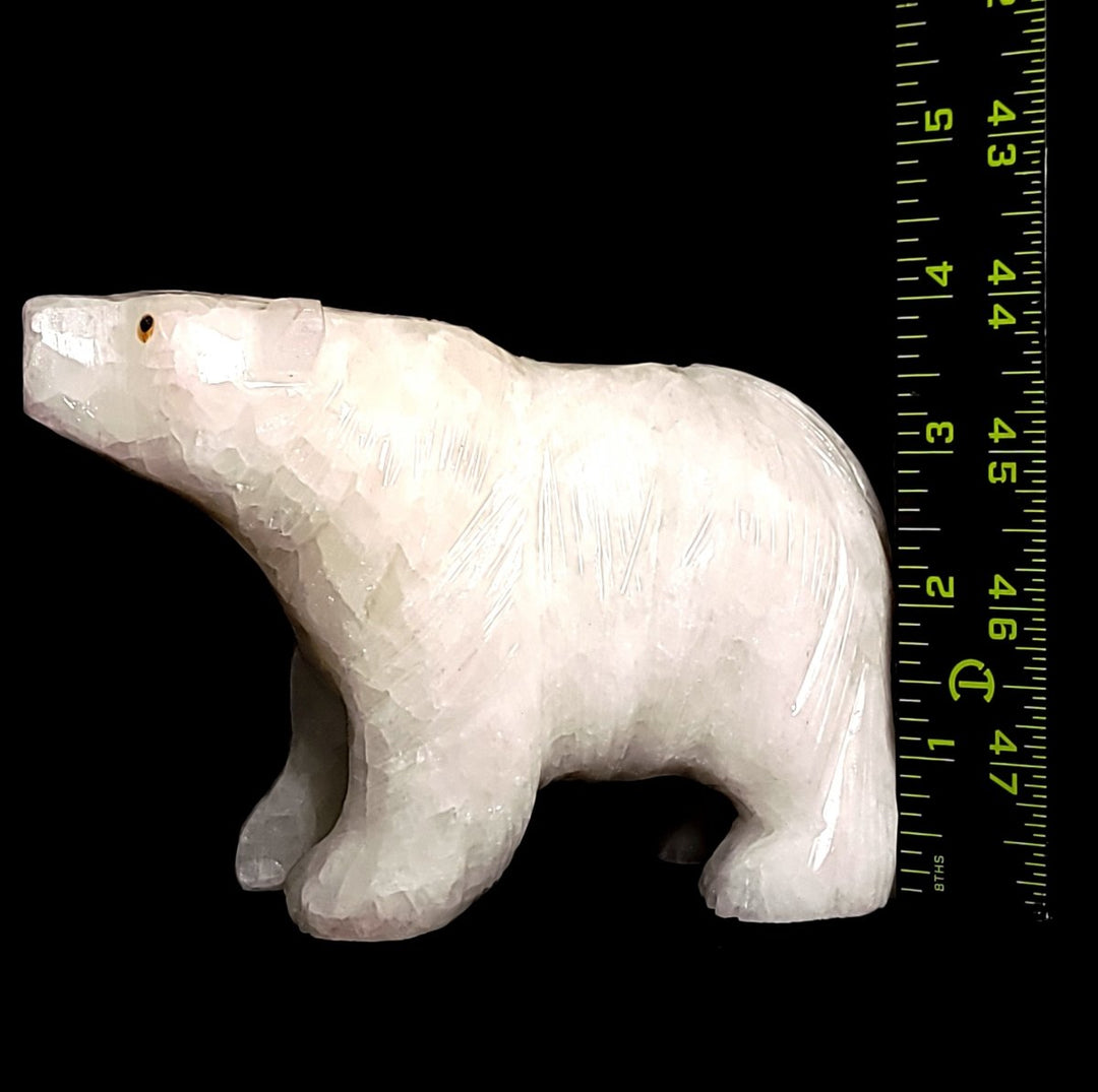 White Bear Figurine Large 6” Statue Sculpture, Calcite Crystal Gift Decor - Earth Perfection