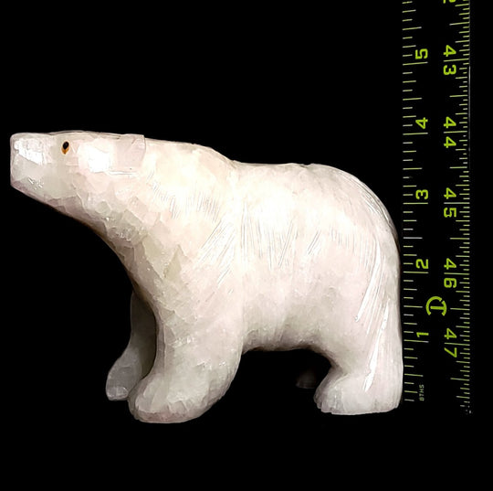 White Bear Figurine Large 6” Statue Sculpture, Calcite Crystal Gift Decor - Earth Perfection
