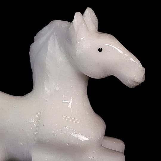 White Calcite Horse Sculpture, Equestrian Decor, Hand - Carved Horse Crystal - Earth Perfection