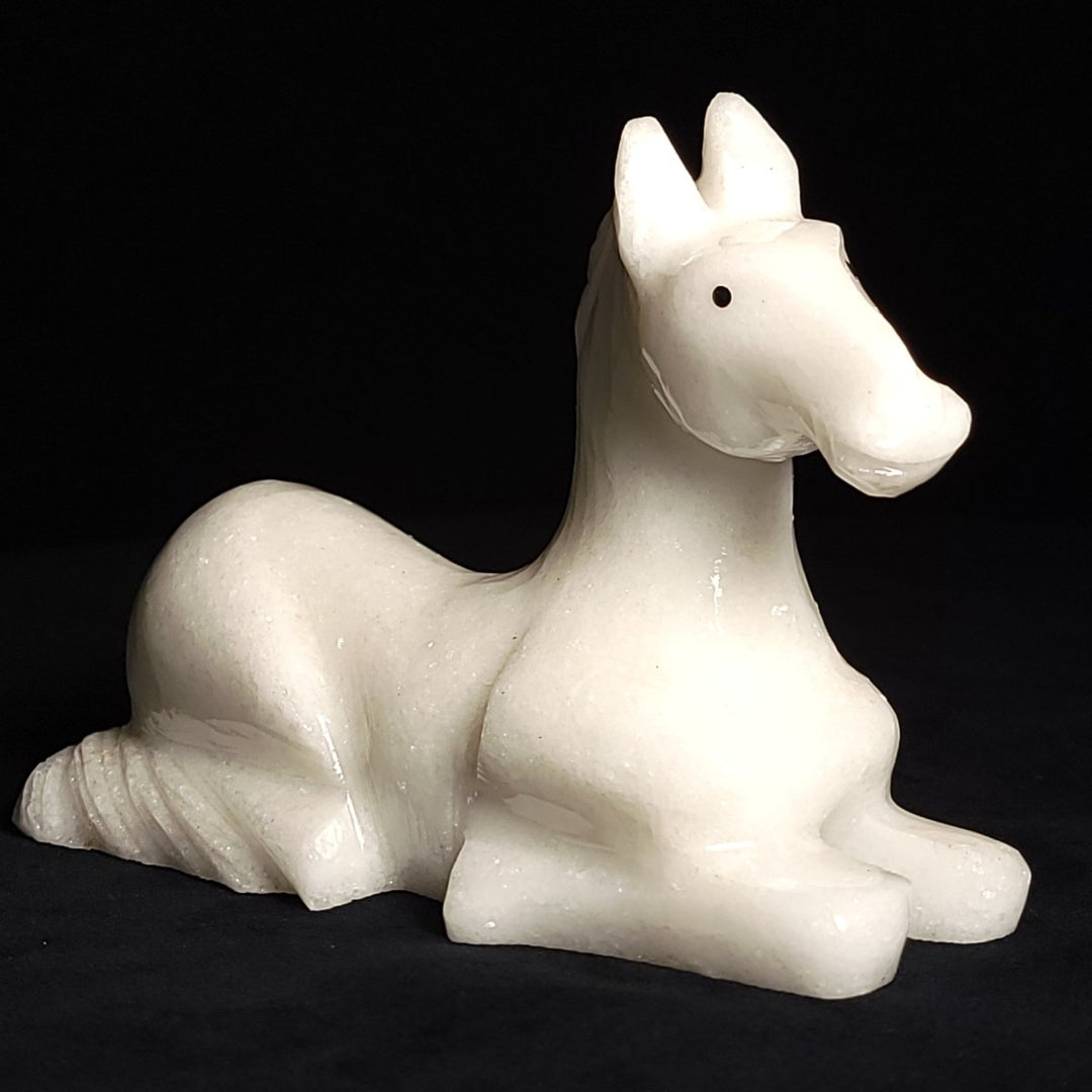 White Calcite Horse Sculpture, Equestrian Decor, Hand - Carved Horse Crystal - Earth Perfection