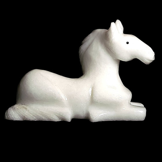 White Calcite Horse Sculpture, Equestrian Decor, Hand - Carved Horse Crystal - Earth Perfection
