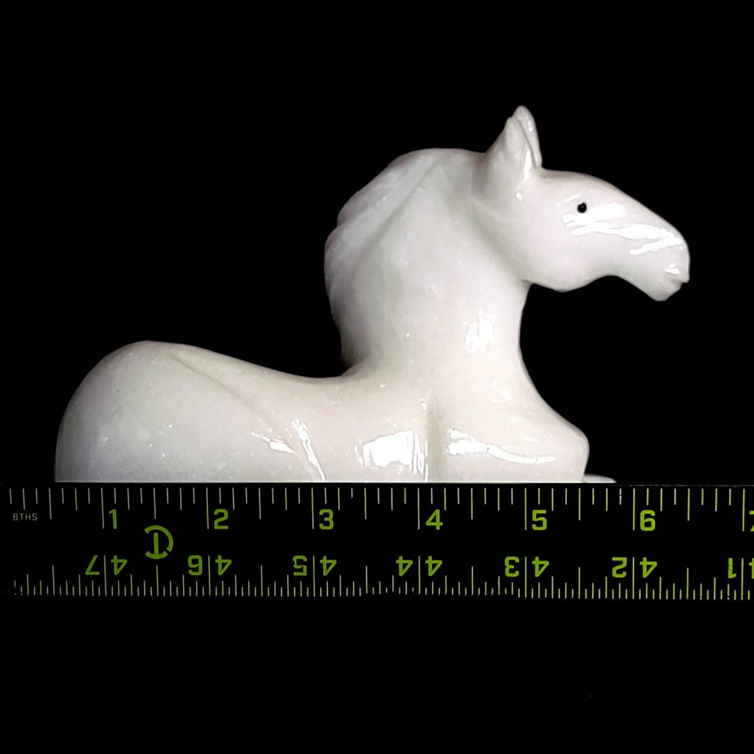 White Calcite Horse Sculpture, Equestrian Decor, Hand - Carved Horse Crystal - Earth Perfection
