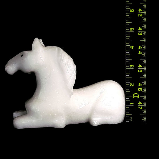 White Calcite Horse Sculpture, Equestrian Decor, Hand - Carved Horse Crystal - Earth Perfection