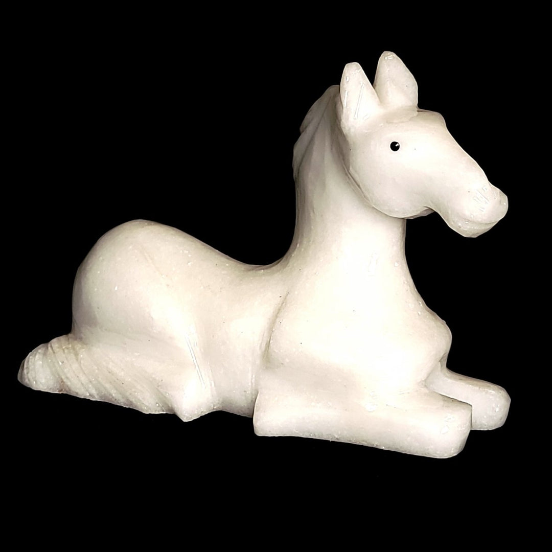 White Calcite Horse Sculpture, Equestrian Decor, Hand - Carved Horse Crystal - Earth Perfection