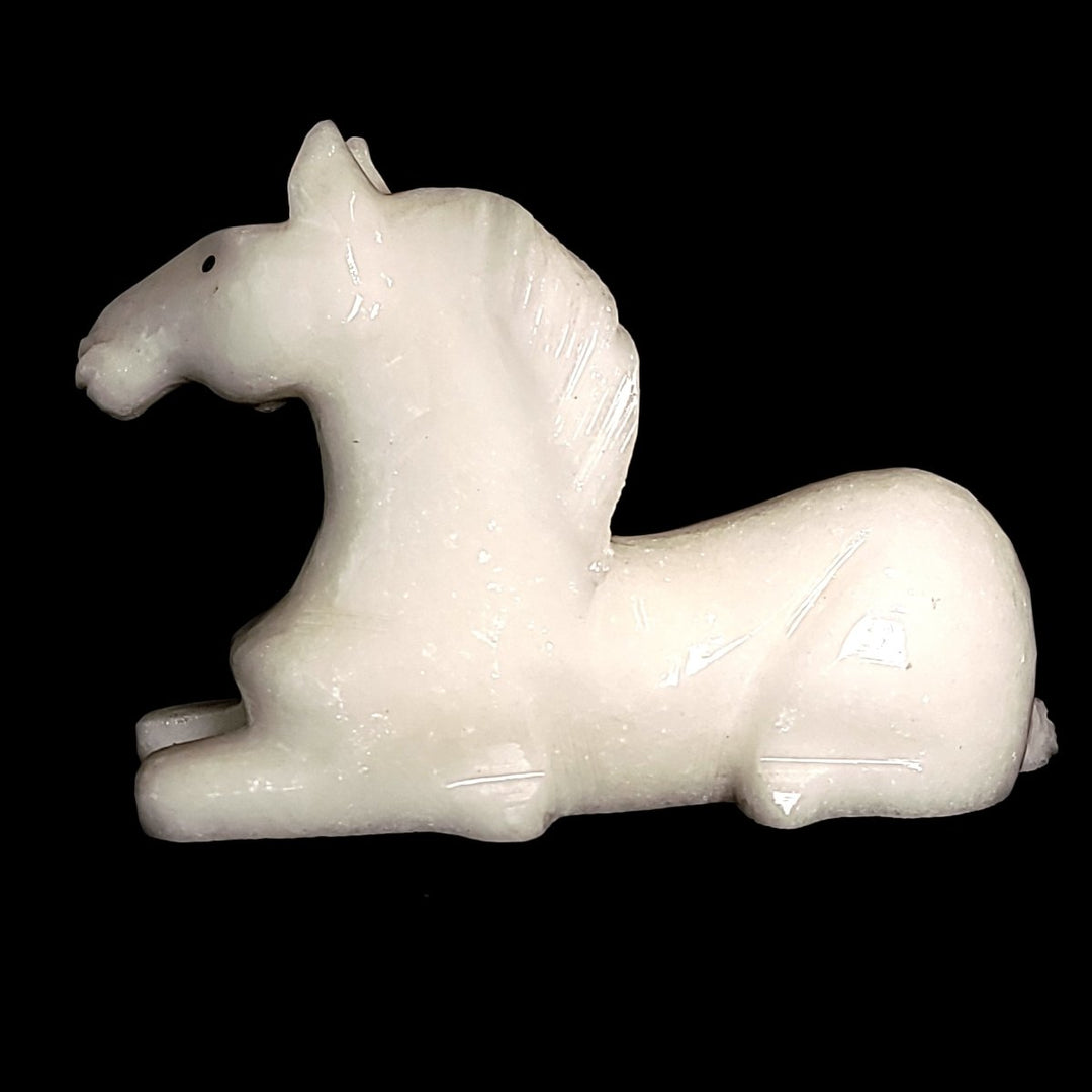 White Calcite Horse Sculpture, Equestrian Decor, Hand - Carved Horse Crystal - Earth Perfection
