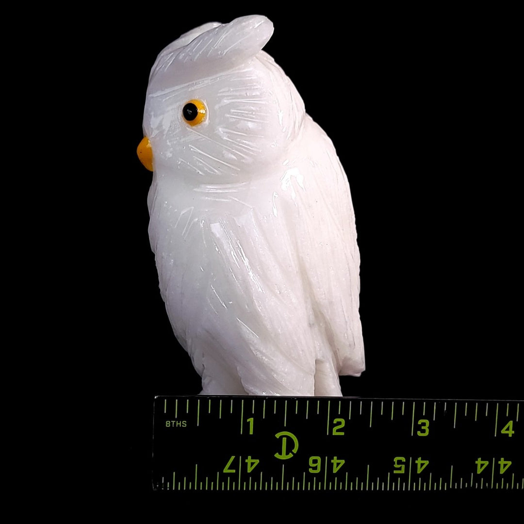 White Calcite Snowy Owl Statue Large 5.5” Crystal Owl Figurine Decor Gift Sculpture - Earth Perfection