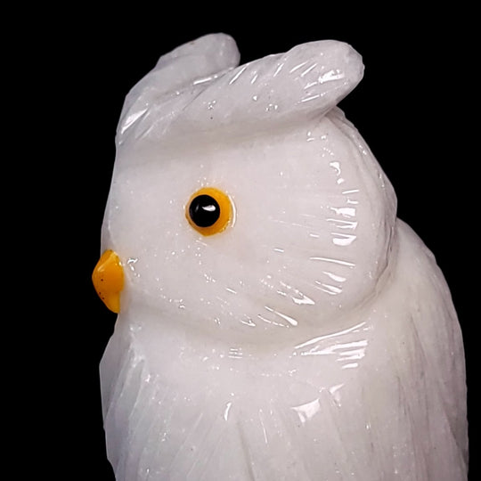 White Calcite Snowy Owl Statue Large 5.5” Crystal Owl Figurine Decor Gift Sculpture - Earth Perfection