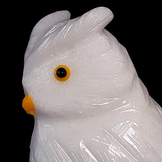 White Calcite Snowy Owl Statue, Large 7" Elegant Crystal Owl, Collector Decor Figurine Sculpture - Earth Perfection