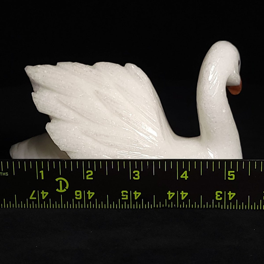 White Calcite Swan Statue Large 5.5” Crystal Swan Figurine Decor Gift Sculpture - Earth Perfection