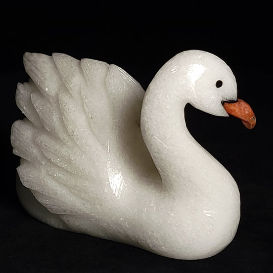 White Calcite Swan Statue Large 5.5” Crystal Swan Figurine Decor Gift Sculpture - Earth Perfection