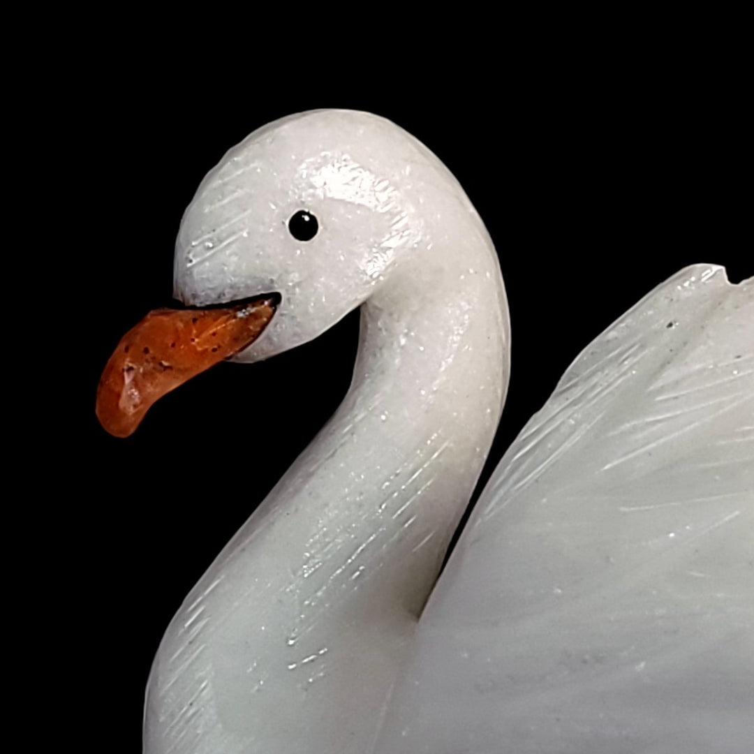 White Calcite Swan Statue Large 5.5” Crystal Swan Figurine Decor Gift Sculpture - Earth Perfection