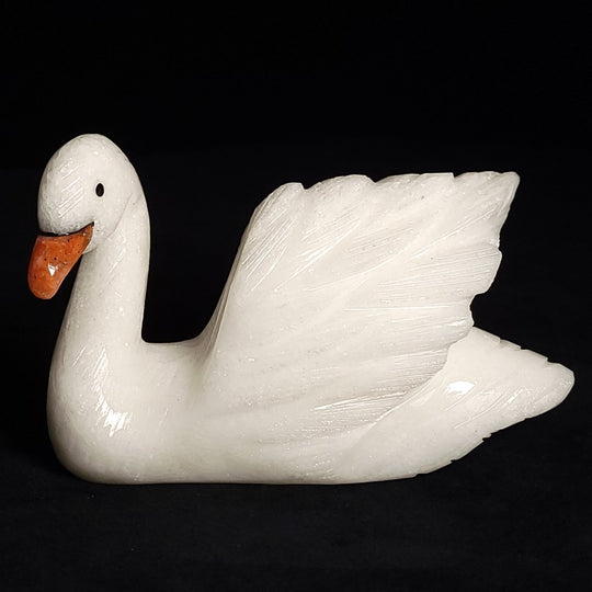 White Calcite Swan Statue Large 5.5” Crystal Swan Figurine Decor Gift Sculpture - Earth Perfection