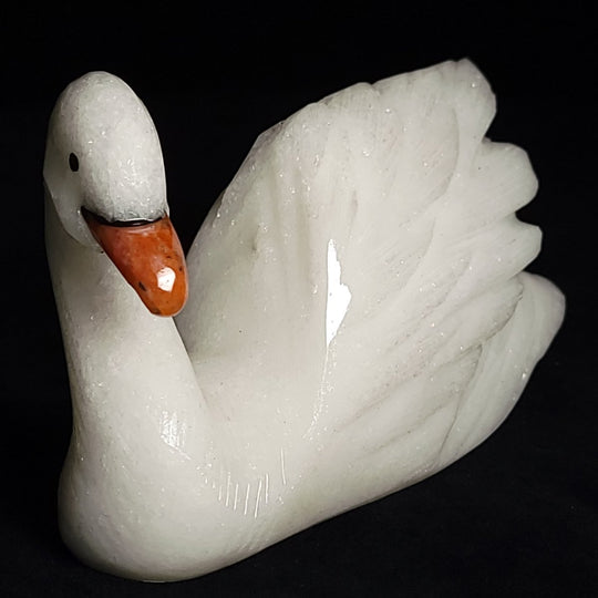 White Calcite Swan Statue Large 5.5” Crystal Swan Figurine Decor Gift Sculpture - Earth Perfection
