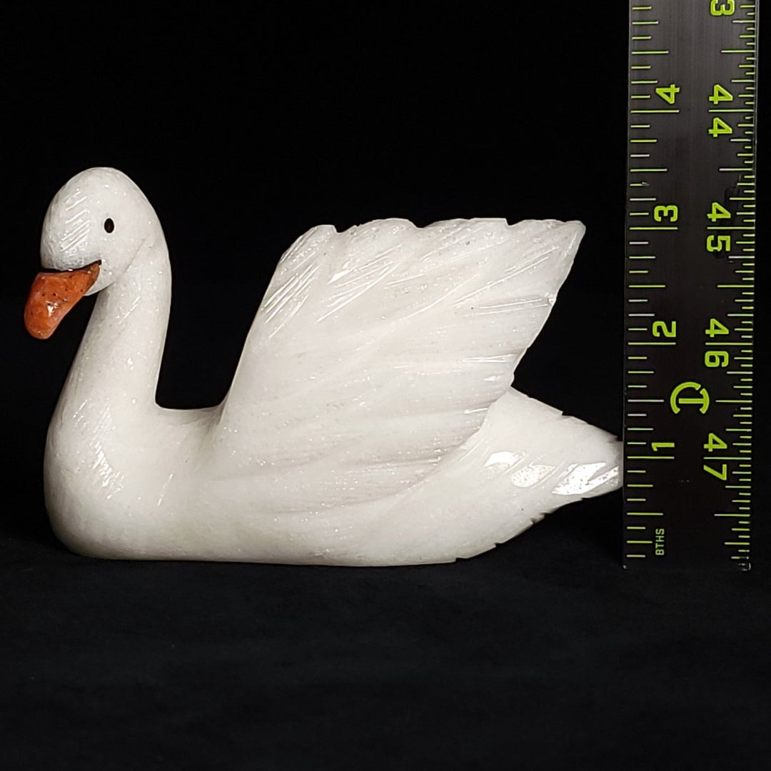White Calcite Swan Statue Large 5.5” Crystal Swan Figurine Decor Gift Sculpture - Earth Perfection