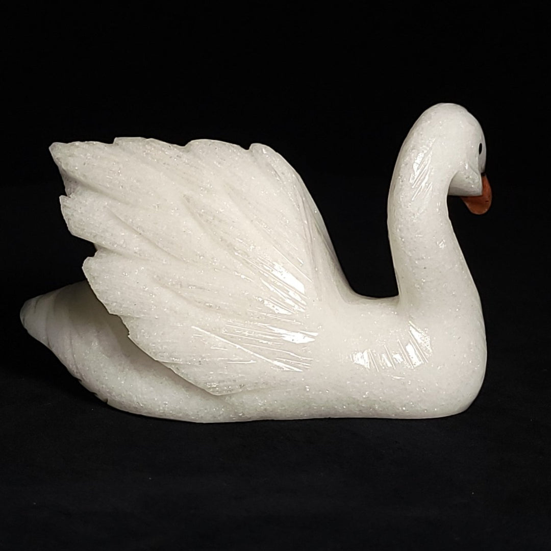 White Calcite Swan Statue Large 5.5” Crystal Swan Figurine Decor Gift Sculpture - Earth Perfection