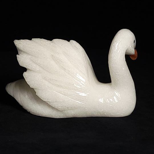 White Calcite Swan Statue Large 5.5” Crystal Swan Figurine Decor Gift Sculpture - Earth Perfection