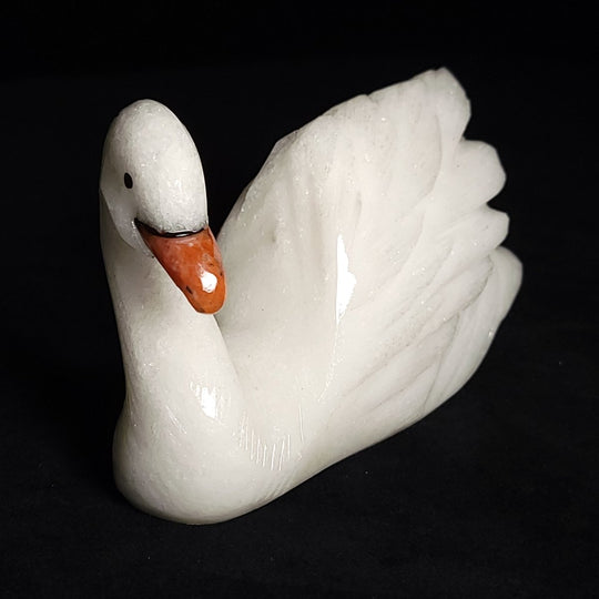 White Calcite Swan Statue Large 5.5” Crystal Swan Figurine Decor Gift Sculpture - Earth Perfection