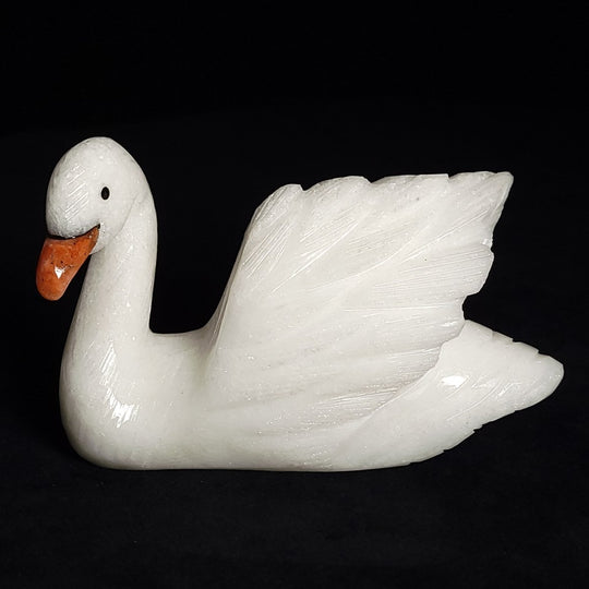 White Calcite Swan Statue Large 5.5” Crystal Swan Figurine Decor Gift Sculpture - Earth Perfection