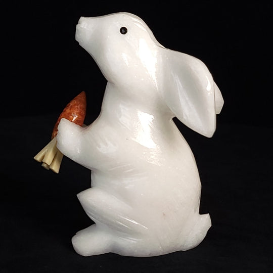 White Rabbit Statue 4.5” Hare Figurine Sculpture, Crystal White Calcite Bunny Art Gift Decor - Earth Perfection