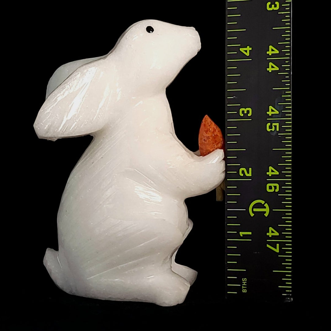 White Rabbit Statue 4.5” Hare Figurine Sculpture, Crystal White Calcite Bunny Art Gift Decor - Earth Perfection