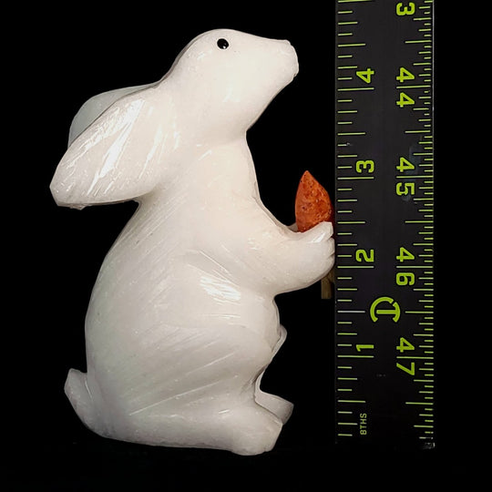 White Rabbit Statue 4.5” Hare Figurine Sculpture, Crystal White Calcite Bunny Art Gift Decor - Earth Perfection
